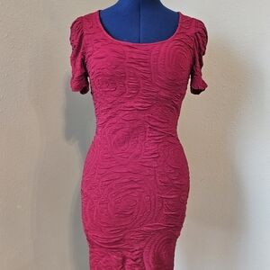 Forever 21 Red Textured Midi Dress